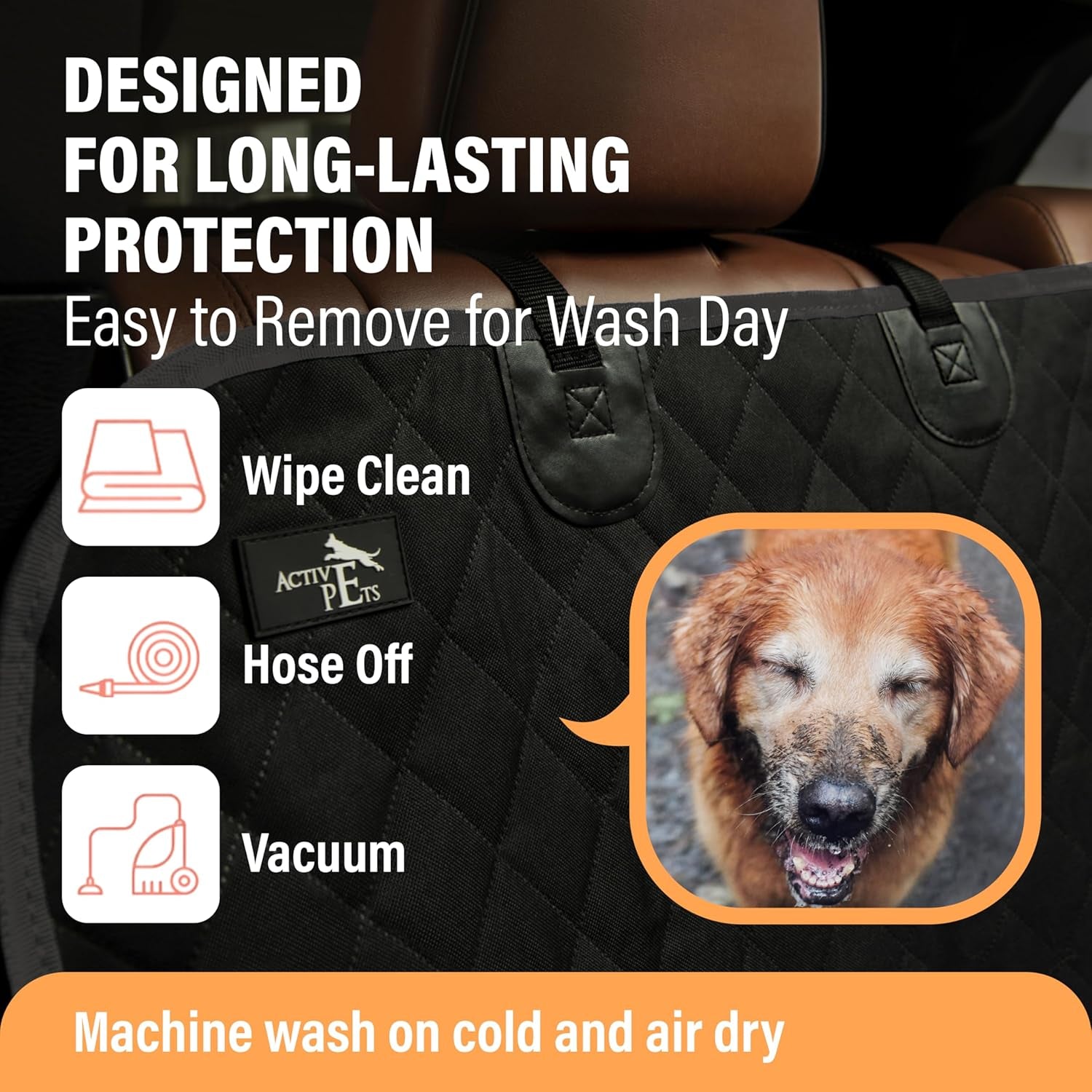 Premium Black Dog Rear Seat Cover - Durable, Waterproof, and Scratch-Resistant Backseat Protector for Vehicles, Nonslip Design, Machine Washable Pet Accessory