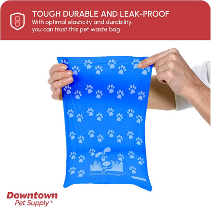 Dog Waste Bags with Dispenser - 180 Count Leak-Proof Poop Bags and Bone-Shaped Holder for Leash - Rainbow Design with Paw Prints, 12.5" x 8.5