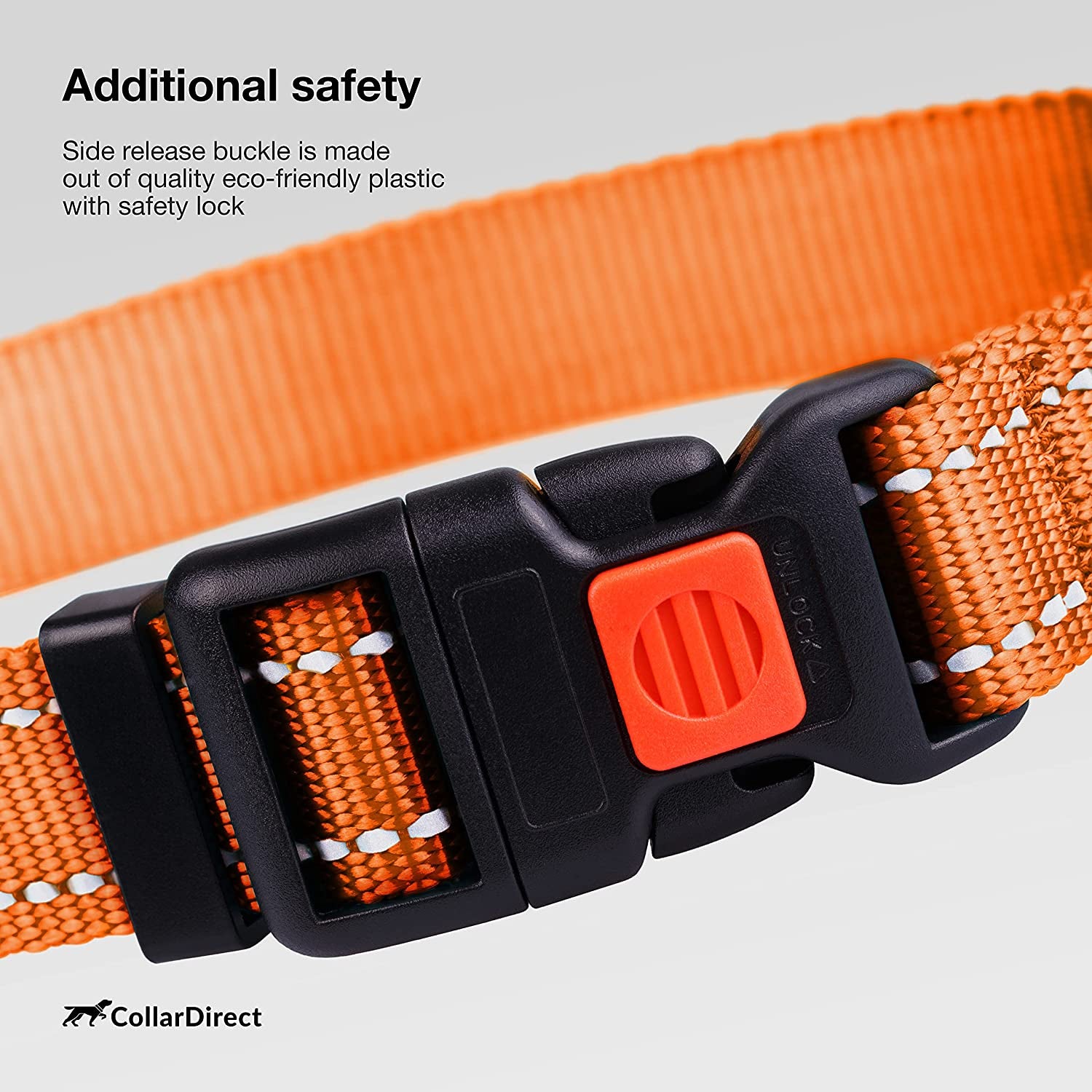 Reflective Nylon Dog Collar with Quick Release Buckle for Small to Large Dogs and Puppies - Waterproof Design (Orange, 10-13 Inch)