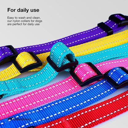 Reflective Nylon Dog Collar with Quick Release Buckle for Small to Large Dogs and Puppies - Waterproof Design (Orange, 10-13 Inch)