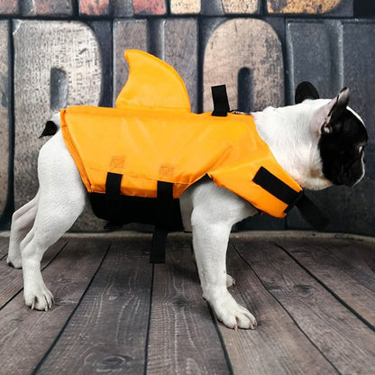 Premium Adjustable Dog Life Jacket - Shark Design for Short-Nosed Breeds (Pug, Bulldog, Poodle, and More) - Enhanced Version in Vibrant Orange (XS)