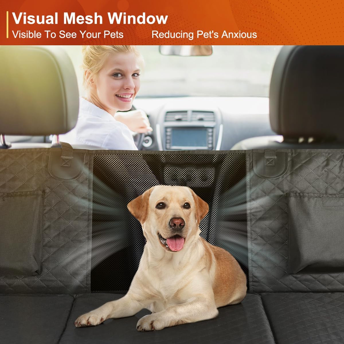 Premium Dog Car Seat Cover and Hammock for Backseat Protection – Non-Inflatable, Hard Bottom Design for Cars, Trucks, and SUVs