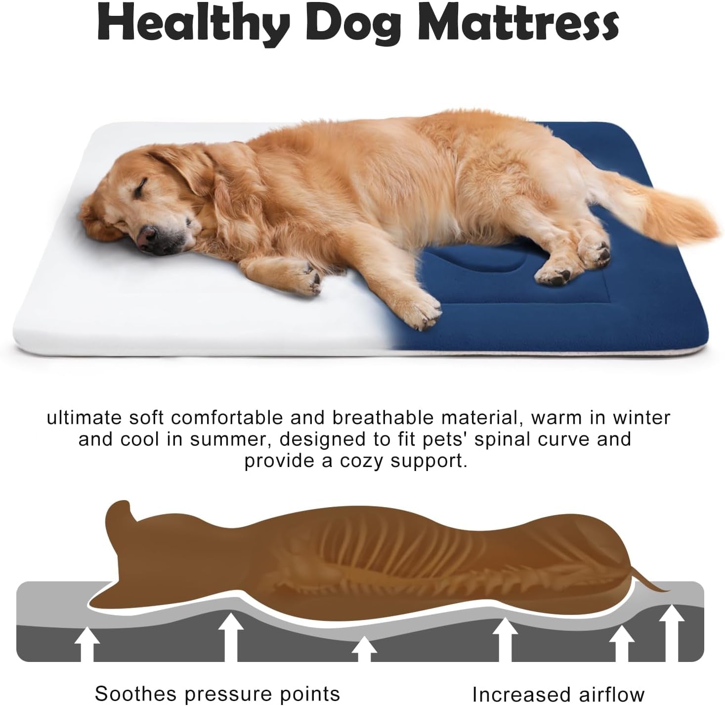Large Non-Slip Washable Dog Bed Crate Mat 42" Soft Mattress Kennel Pad