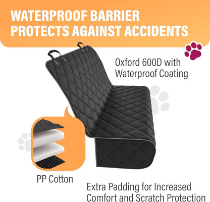 Premium Black Dog Rear Seat Cover - Durable, Waterproof, and Scratch-Resistant Backseat Protector for Vehicles, Nonslip Design, Machine Washable Pet Accessory