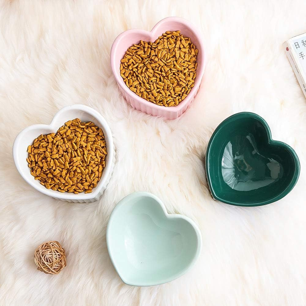 Dark Green Elevated Ceramic Cat Bowls for Food and Water, Stress-Free Design with Backflow Prevention, Dishwasher and Microwave Safe, Lead and Cadmium Free
