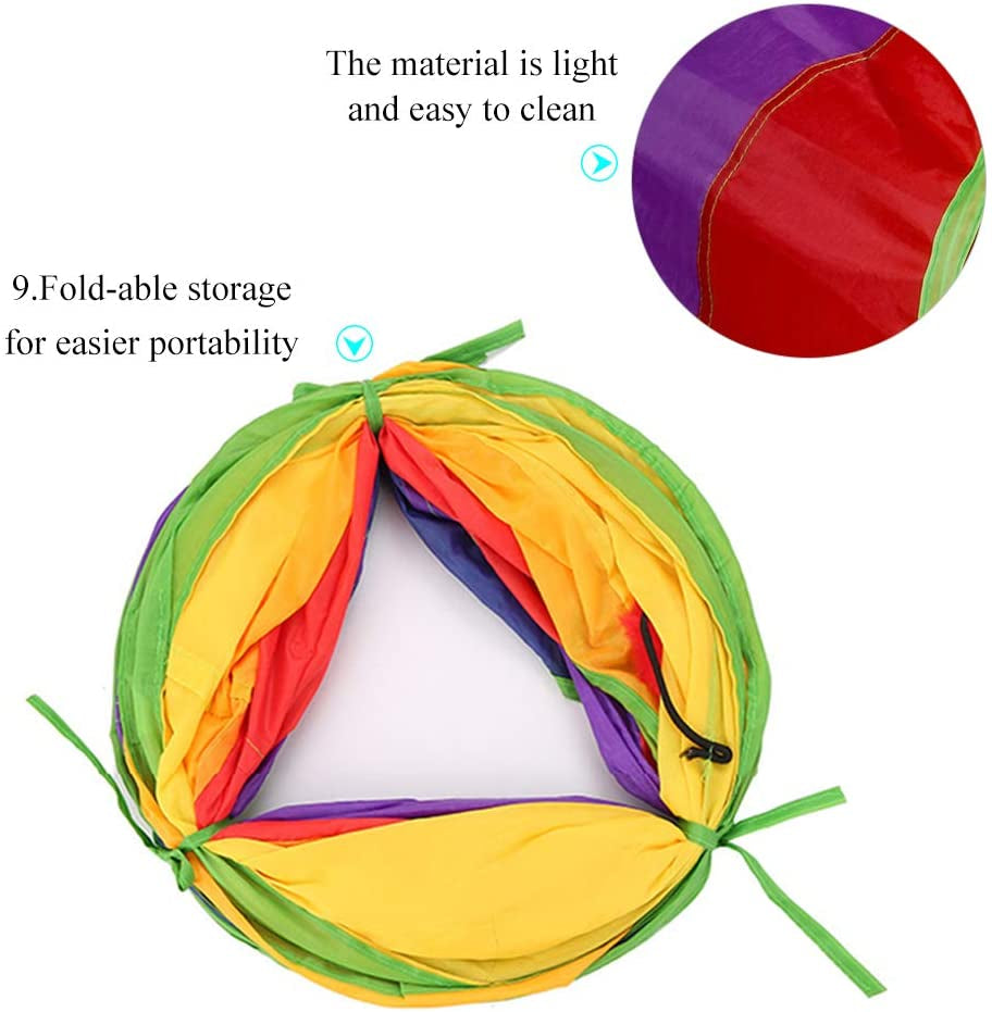 Indoor Cat Tunnel, 45-Inch Rainbow Collapsible Tube with Ball and Dual Openings for Kittens - Ideal for Exercise, Hiding, and Training (Colorful)