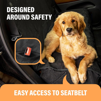 Premium Black Dog Rear Seat Cover - Durable, Waterproof, and Scratch-Resistant Backseat Protector for Vehicles, Nonslip Design, Machine Washable Pet Accessory