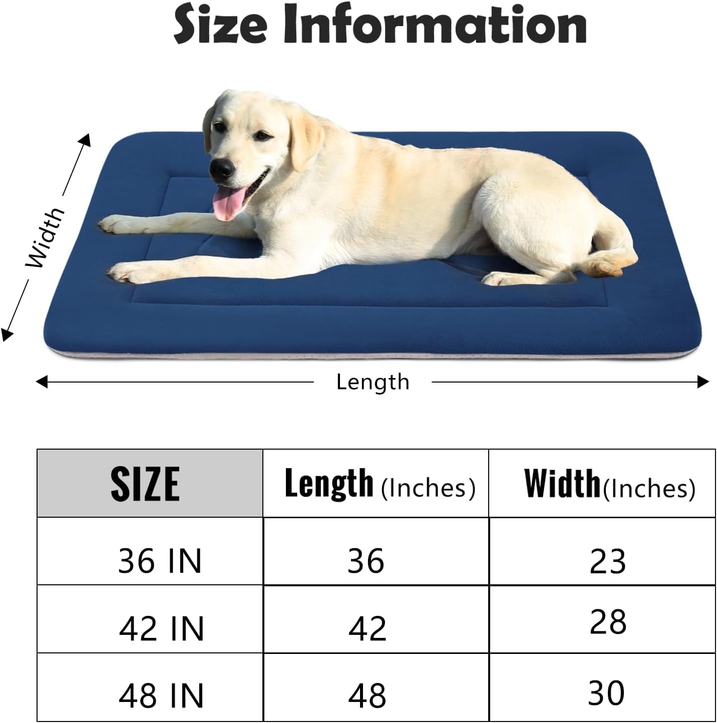 Large Non-Slip Washable Dog Bed Crate Mat 42" Soft Mattress Kennel Pad