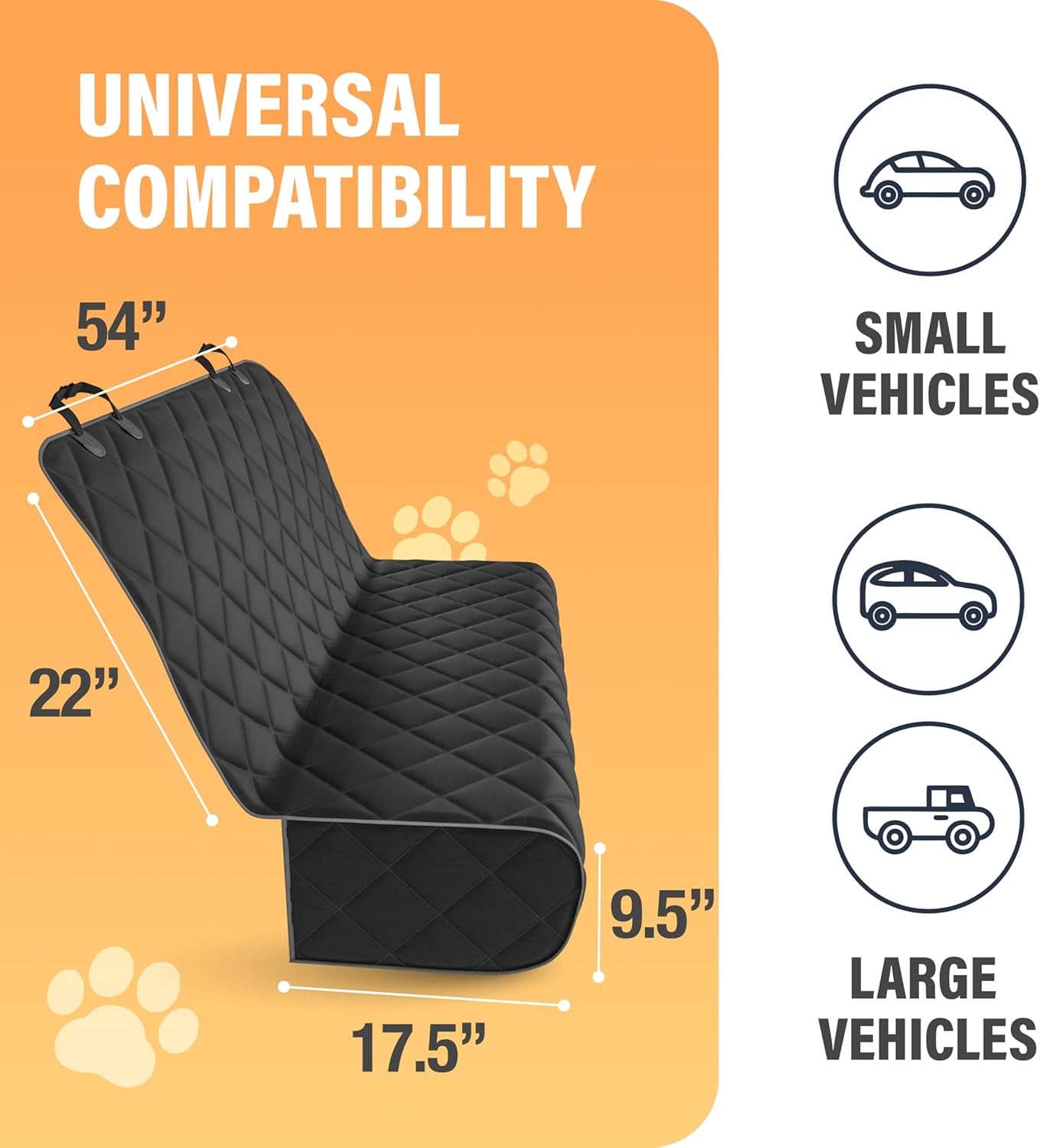 Premium Black Dog Rear Seat Cover - Durable, Waterproof, and Scratch-Resistant Backseat Protector for Vehicles, Nonslip Design, Machine Washable Pet Accessory