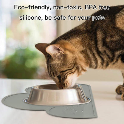 Premium Pet Feeding Mat - Anti-Slip Waterproof Silicone Pad for Dogs and Cats (Dark Gray)
