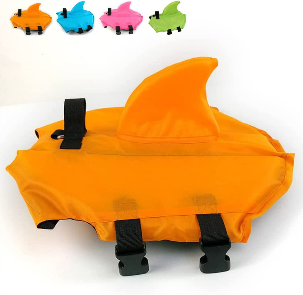 Premium Adjustable Dog Life Jacket - Shark Design for Short-Nosed Breeds (Pug, Bulldog, Poodle, and More) - Enhanced Version in Vibrant Orange (XS)