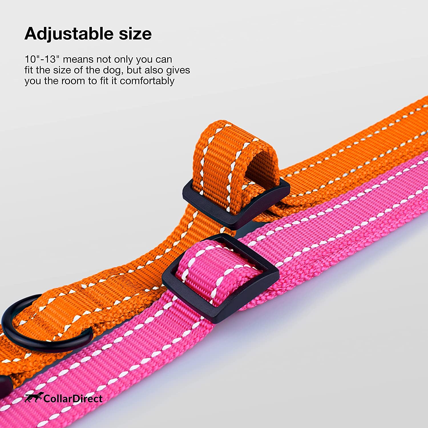 Reflective Nylon Dog Collar with Quick Release Buckle for Small to Large Dogs and Puppies - Waterproof Design (Orange, 10-13 Inch)
