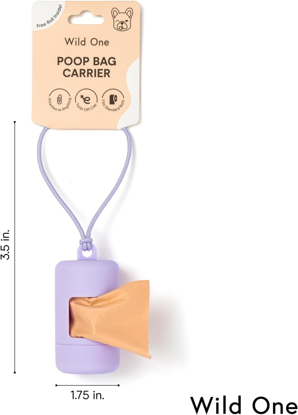 Dog Waste Bag Holder and Dispenser with Leash Attachment, Leak-Proof Design, Easy Twist Top for Refills, Includes One Roll of Bags, Blush Color