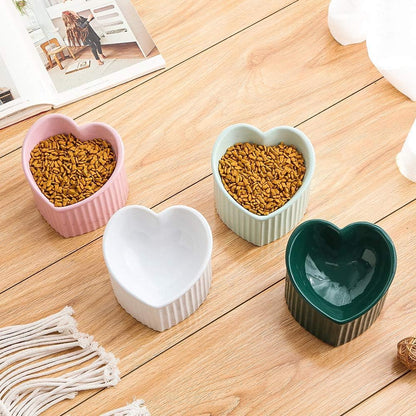 Dark Green Elevated Ceramic Cat Bowls for Food and Water, Stress-Free Design with Backflow Prevention, Dishwasher and Microwave Safe, Lead and Cadmium Free