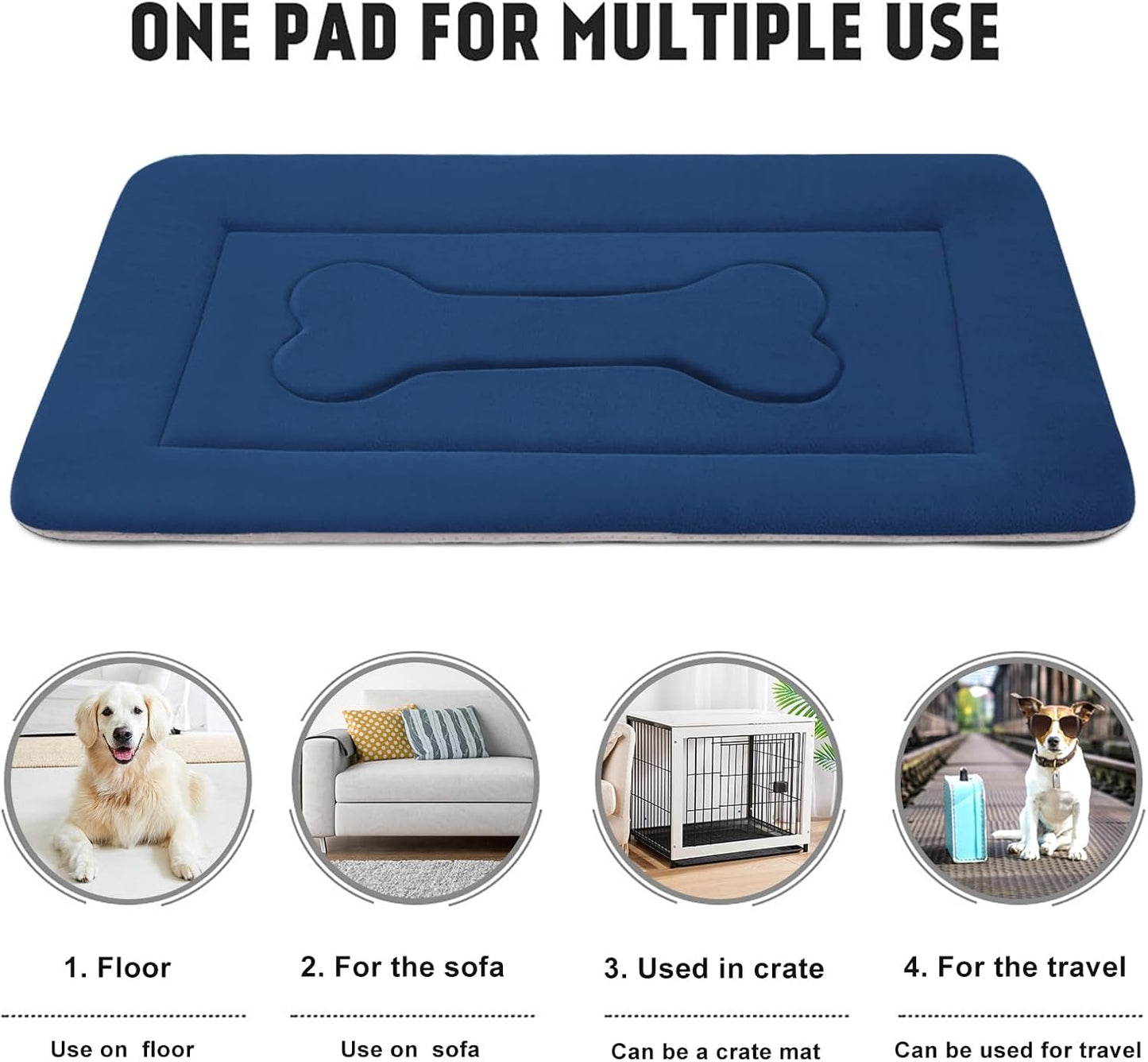 Large Non-Slip Washable Dog Bed Crate Mat 42" Soft Mattress Kennel Pad