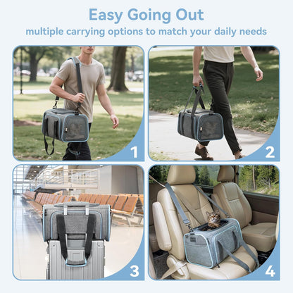 Expandable Soft-Sided Pet Carrier for Cats and Small Dogs, Airline Approved, Portable and Washable with Two Extensions for Pets Up to 9LB