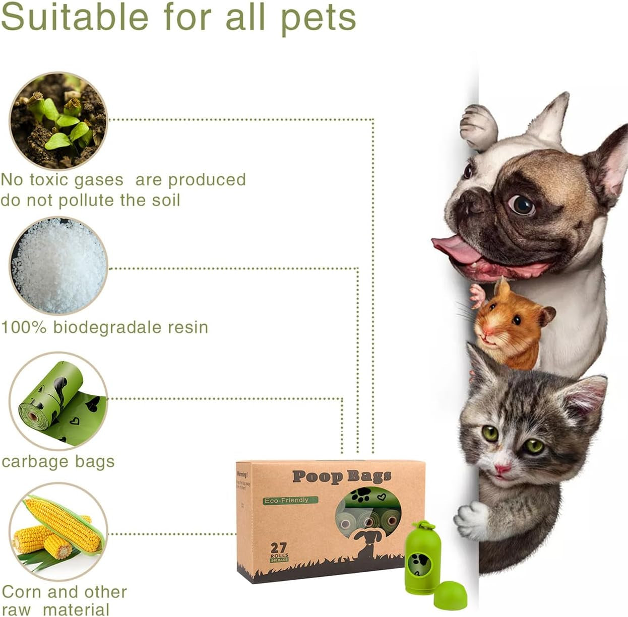 Extra Thick Leakproof Dog Waste Bags with Dispenser - 280 Count (Scented)