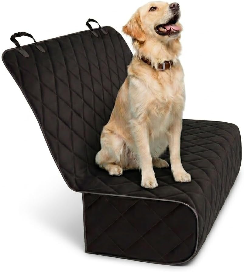 Premium Black Dog Rear Seat Cover - Durable, Waterproof, and Scratch-Resistant Backseat Protector for Vehicles, Nonslip Design, Machine Washable Pet Accessory
